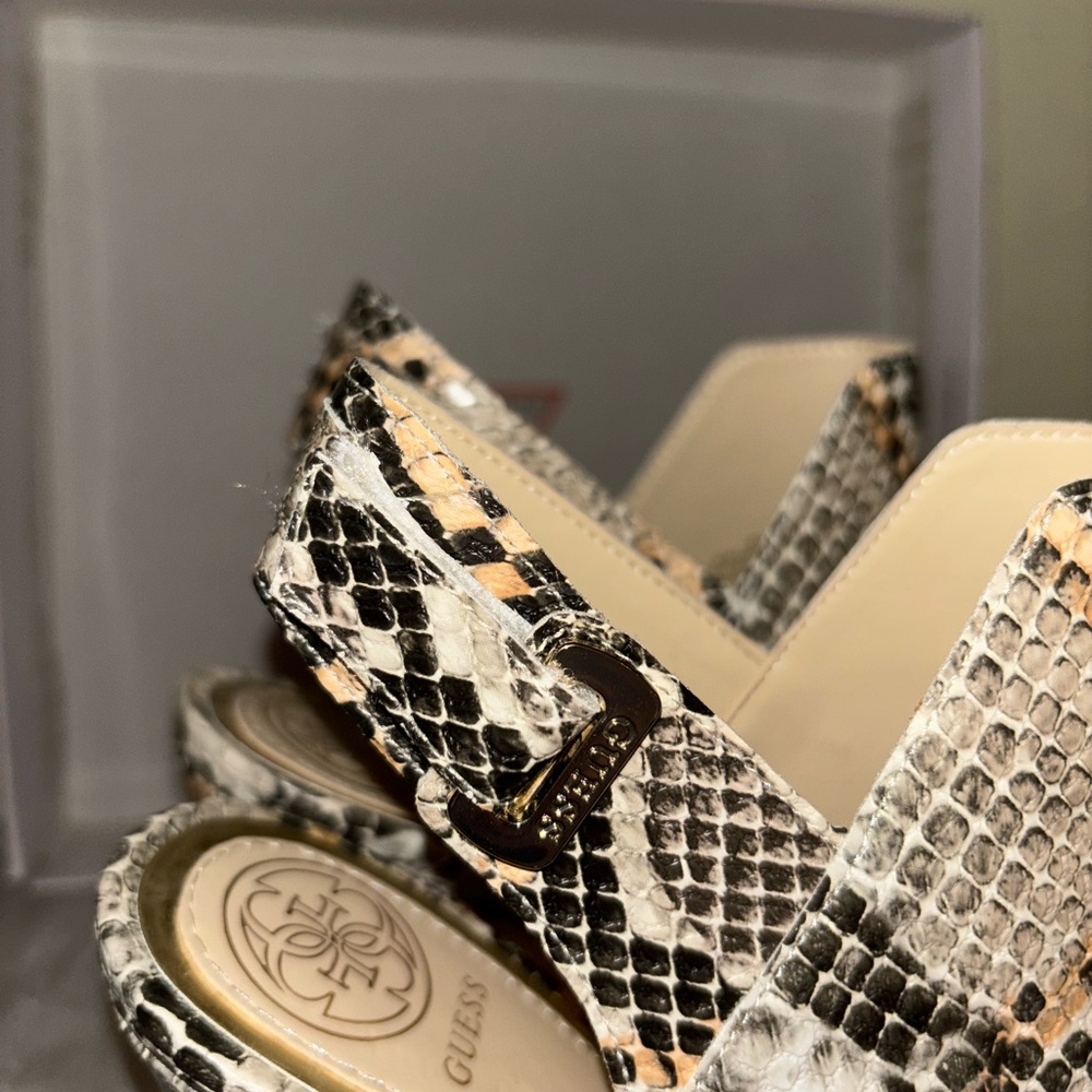 Guess Black and Cream Snakeskin Heels - Picture 5 of 11